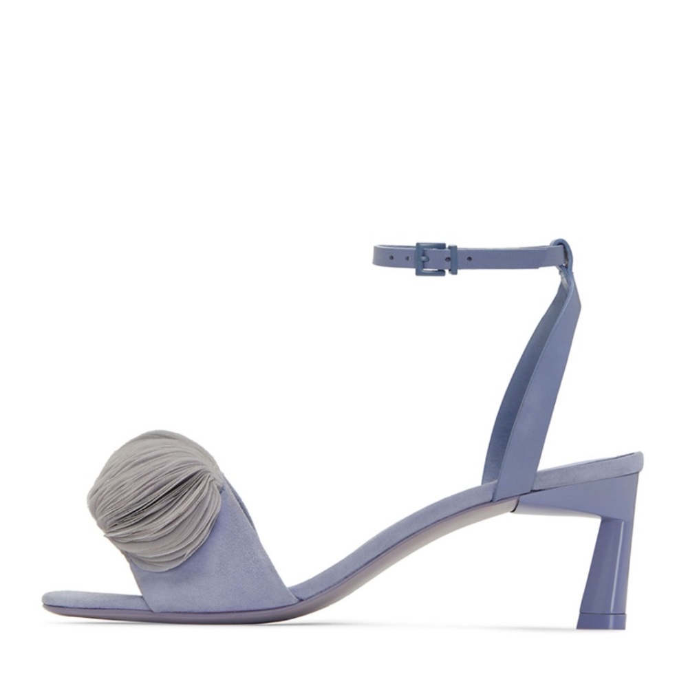 MERCEDES CASTILLO Oraley Suede Ankle-Wrap Sandals in Periwinkle